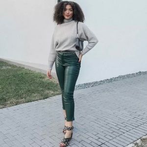 Express Green Vegan Leather Pants